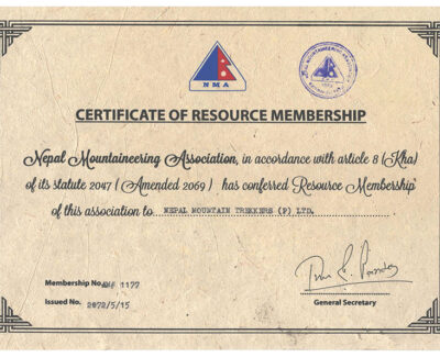 Certificate – Nepal Mountaineering Association